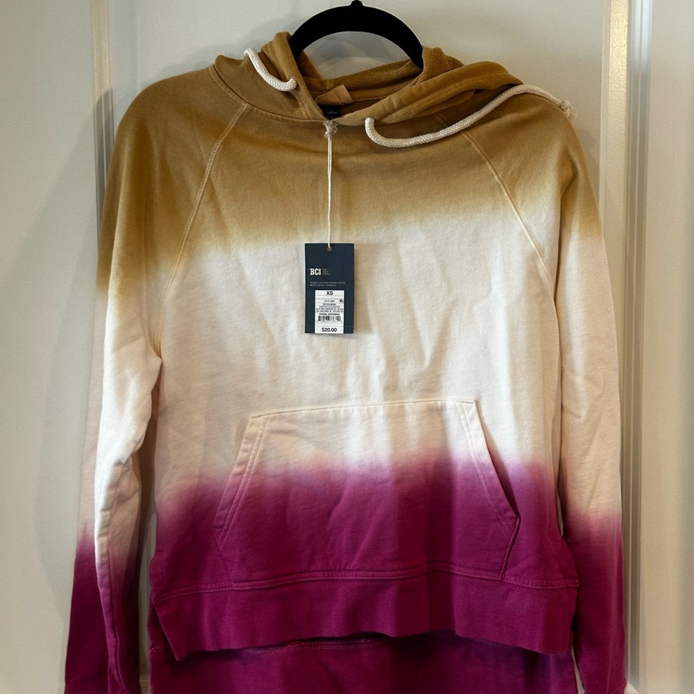 Universal Threads Dip-Dye Hoodie XS | Beige to Burgundy Ombré Pullover Sweatshir